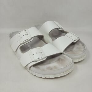 Birkenstock Arizona Sandals EU39 US8 White Two Strap Slides Slip On Comfort